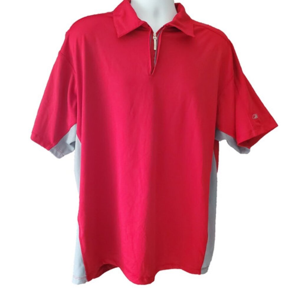 Reebok Red and Grey Polo Shirt Mens Xl Playdry